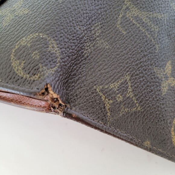 LOUIS VUITTON Vintage 80s Monogram Leather Wallet Brown Medium Trifold Elise - Picture 8 of 13